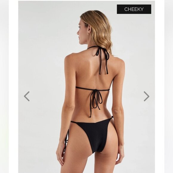 NWT OneOne Swimwear SET Bikini Black Ariel Noir Ribbed Padded New Cheeky - Picture 6 of 6